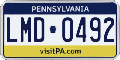PA license plate LMD0492