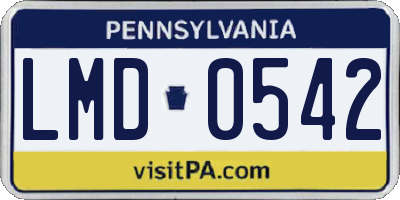 PA license plate LMD0542
