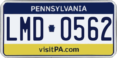 PA license plate LMD0562