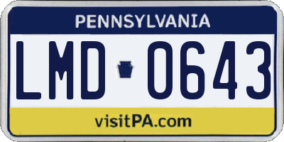 PA license plate LMD0643