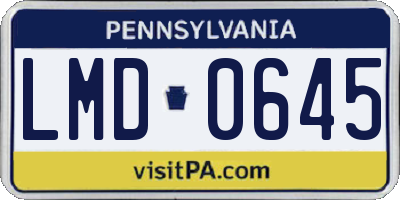 PA license plate LMD0645