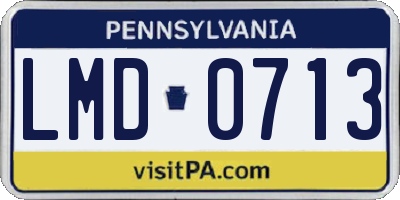 PA license plate LMD0713