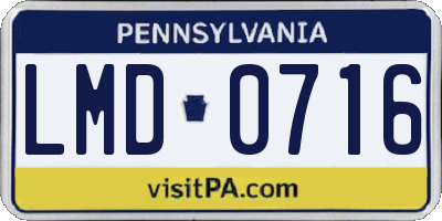 PA license plate LMD0716