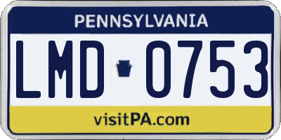 PA license plate LMD0753