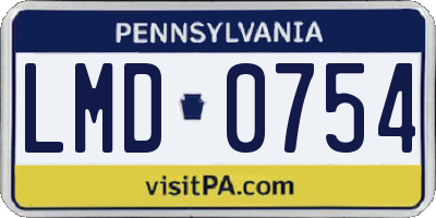 PA license plate LMD0754