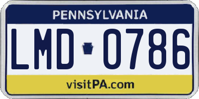 PA license plate LMD0786