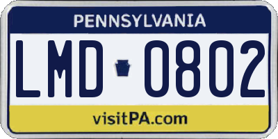 PA license plate LMD0802