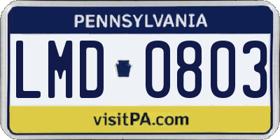 PA license plate LMD0803
