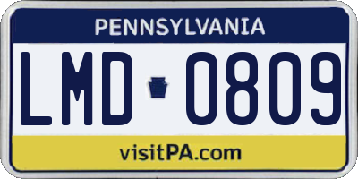 PA license plate LMD0809