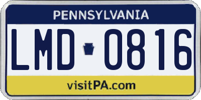 PA license plate LMD0816