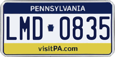 PA license plate LMD0835