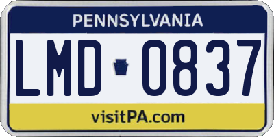 PA license plate LMD0837