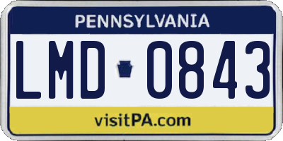 PA license plate LMD0843