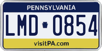 PA license plate LMD0854