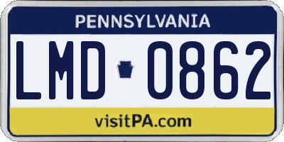 PA license plate LMD0862