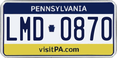 PA license plate LMD0870