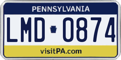 PA license plate LMD0874