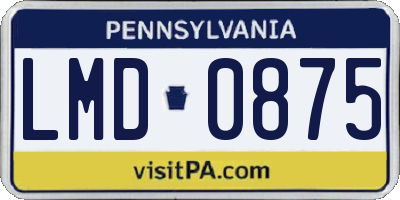 PA license plate LMD0875
