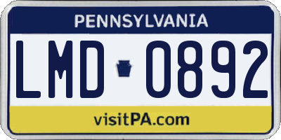 PA license plate LMD0892