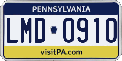 PA license plate LMD0910