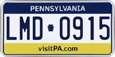 PA license plate LMD0915