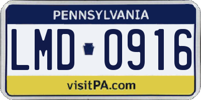 PA license plate LMD0916