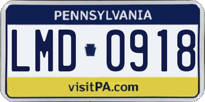 PA license plate LMD0918