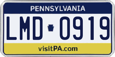 PA license plate LMD0919