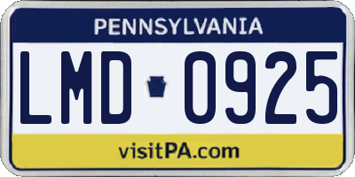 PA license plate LMD0925