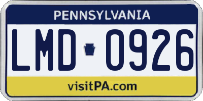 PA license plate LMD0926
