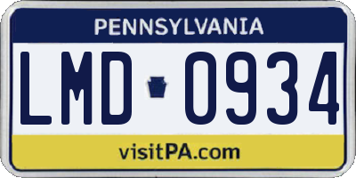 PA license plate LMD0934