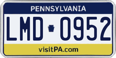 PA license plate LMD0952