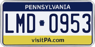 PA license plate LMD0953