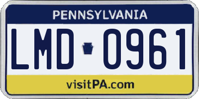 PA license plate LMD0961