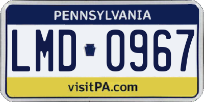PA license plate LMD0967