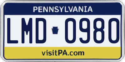 PA license plate LMD0980
