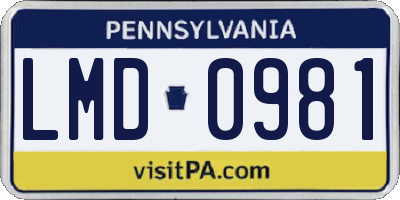 PA license plate LMD0981
