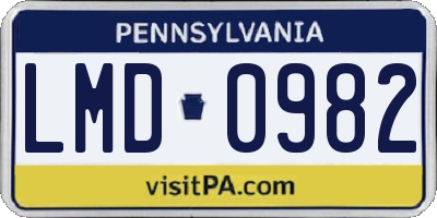 PA license plate LMD0982