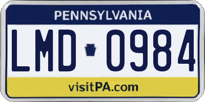 PA license plate LMD0984
