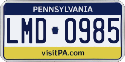 PA license plate LMD0985