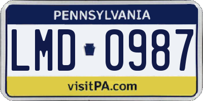 PA license plate LMD0987