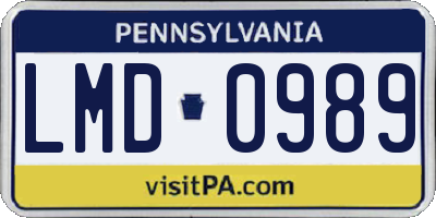 PA license plate LMD0989