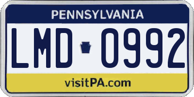PA license plate LMD0992