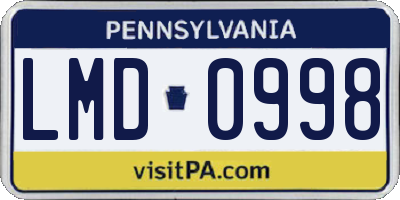 PA license plate LMD0998