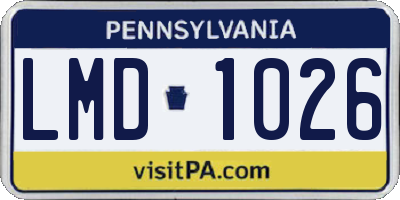 PA license plate LMD1026