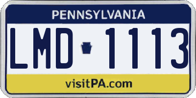 PA license plate LMD1113
