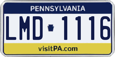 PA license plate LMD1116