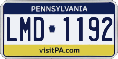 PA license plate LMD1192