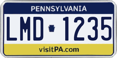 PA license plate LMD1235