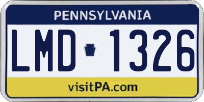 PA license plate LMD1326